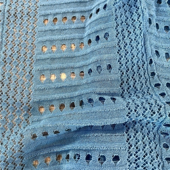 Chico’s Women’s Tie-Front Pointelle Stitch Cardigan Sweater Blue Sz 1/Medum NWOT - Picture 11 of 11